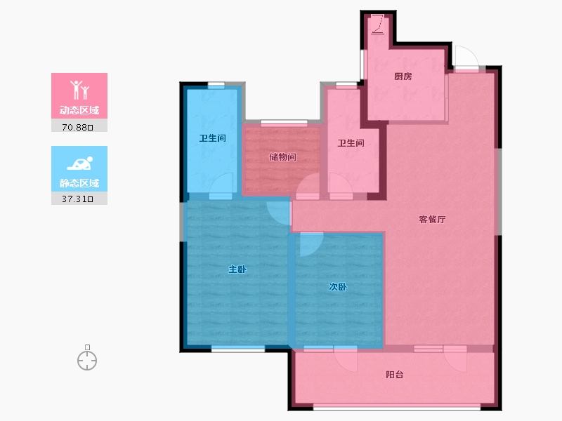 宁夏回族自治区-银川市-银川融创城-96.00-户型库-动静分区