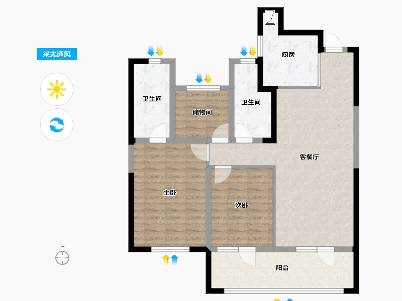 宁夏回族自治区-银川市-银川融创城-96.00-户型库-采光通风