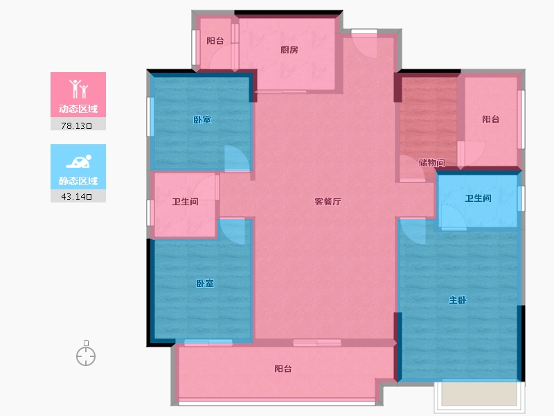 广东省-梅州市-奥园铂誉府-117.48-户型库-动静分区