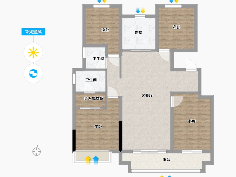 河南省-焦作市-中粮一号院-100.00-户型库-采光通风