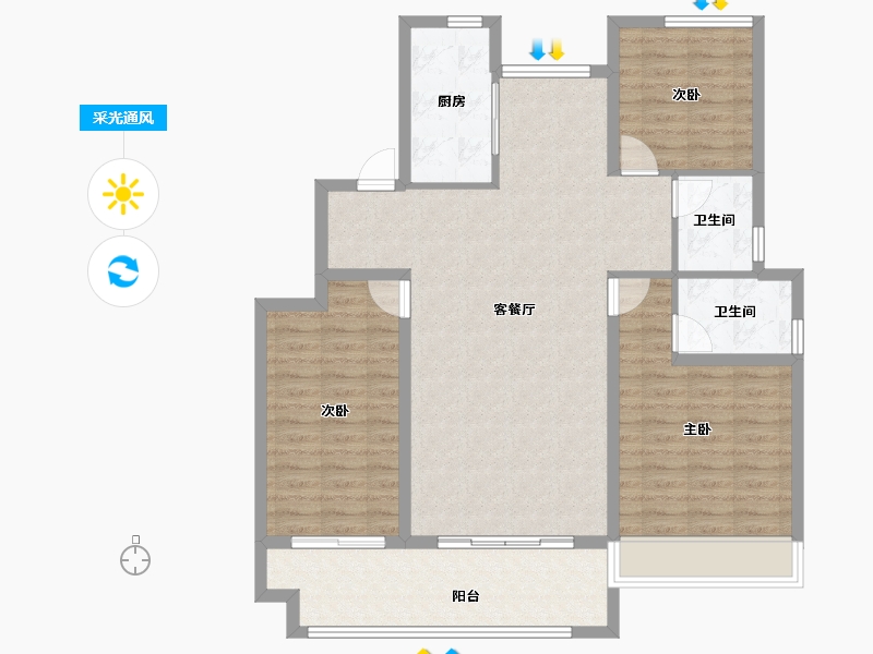 河南省-濮阳市-金辉·桂园-105.04-户型库-采光通风