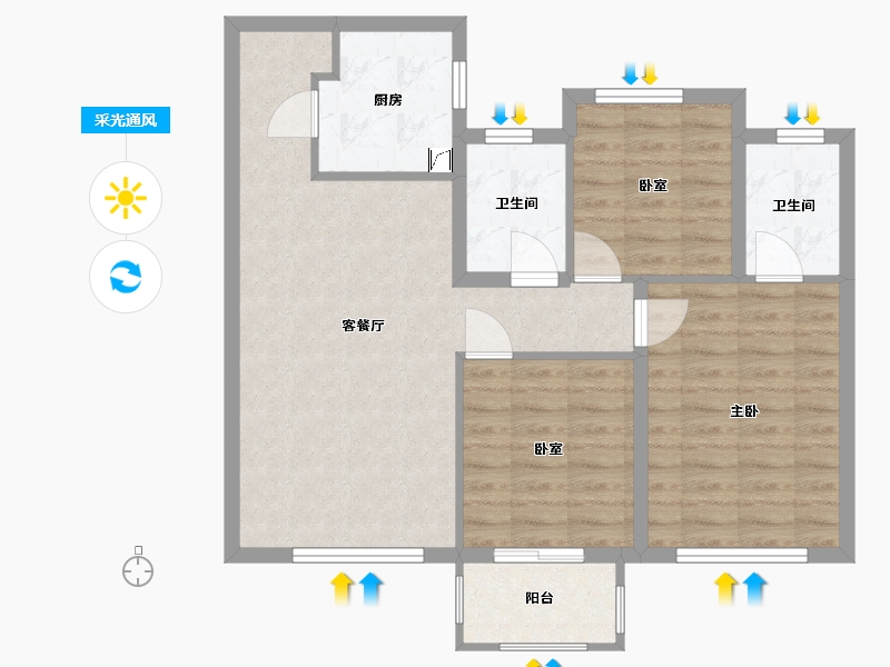 福建省-泉州市-中骏世界城璟峰-79.57-户型库-采光通风