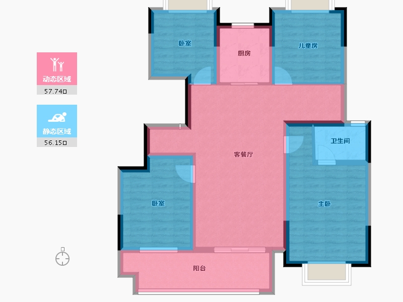 江苏省-泰州市-中天御苑三区璟园-101.60-户型库-动静分区