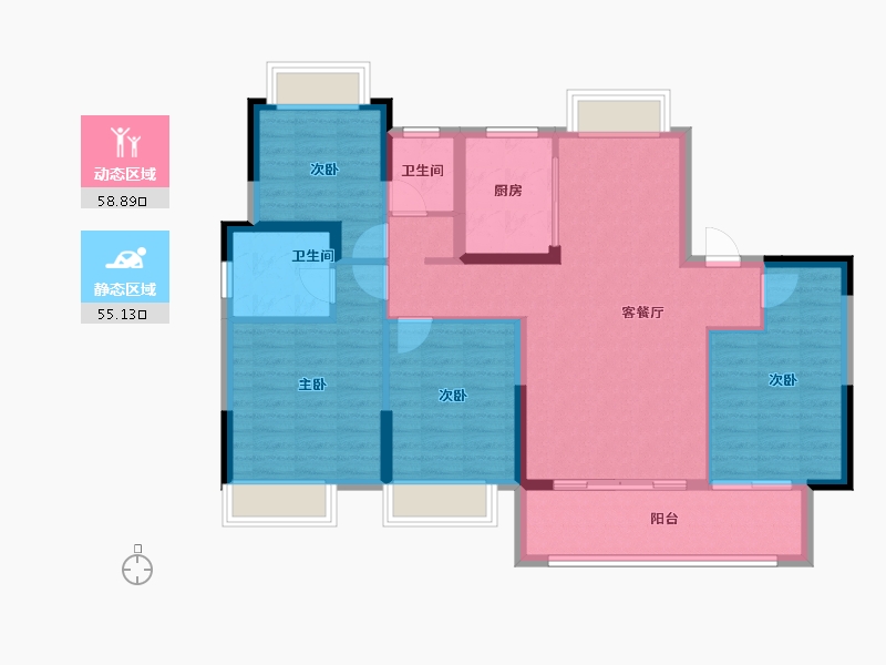 江西省-宜春市-创维瑜园-102.37-户型库-动静分区