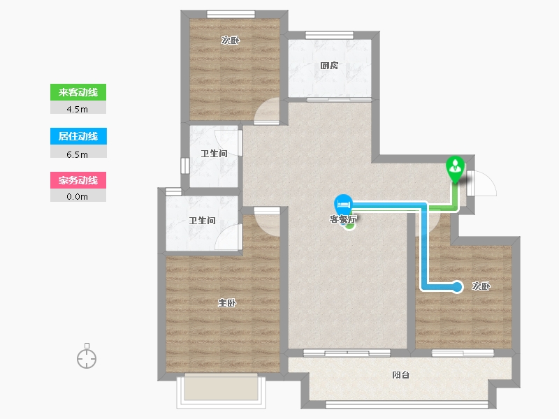 河南省-濮阳市-正东凯旋城2期-86.76-户型库-动静线