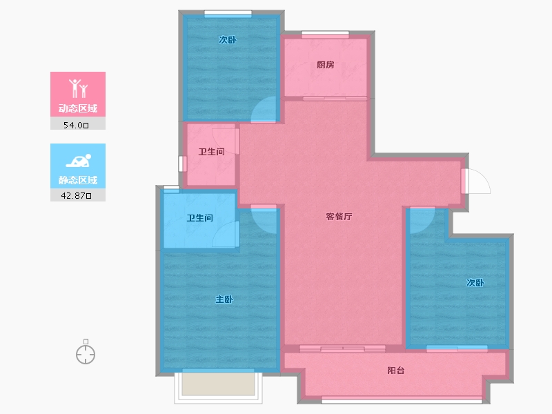 河南省-濮阳市-正东凯旋城2期-86.76-户型库-动静分区