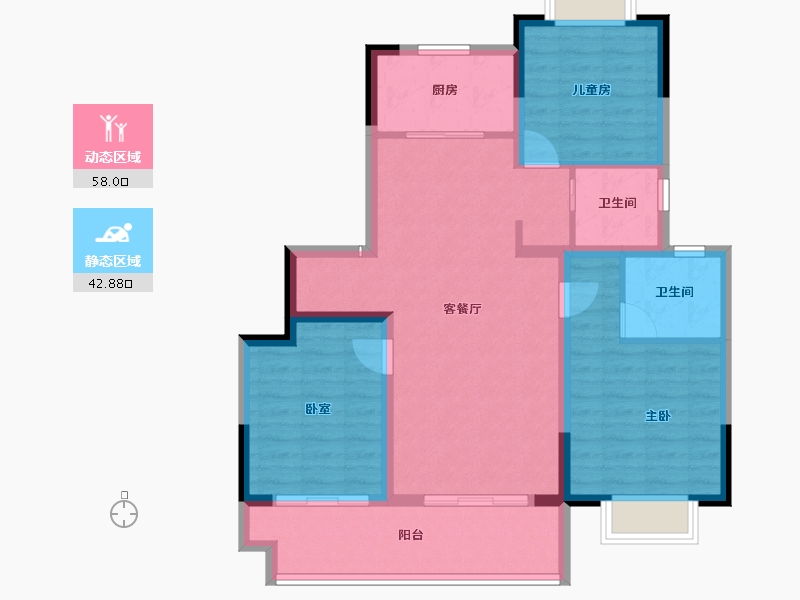 江苏省-泰州市-中天御苑三区璟园-90.40-户型库-动静分区