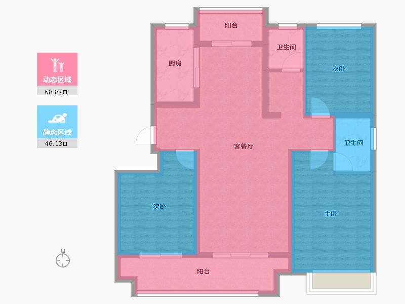 河南省-濮阳市-正东凯旋城2期-102.95-户型库-动静分区