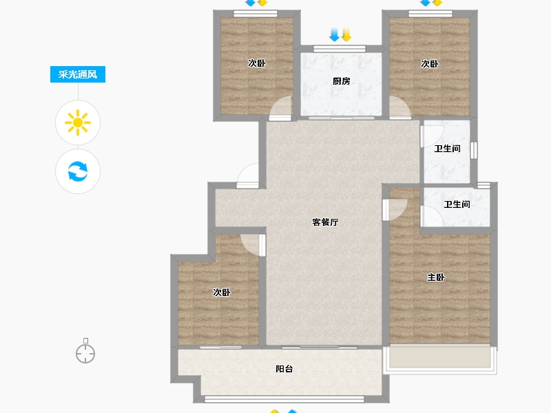 河南省-濮阳市-金辉·桂园-110.06-户型库-采光通风