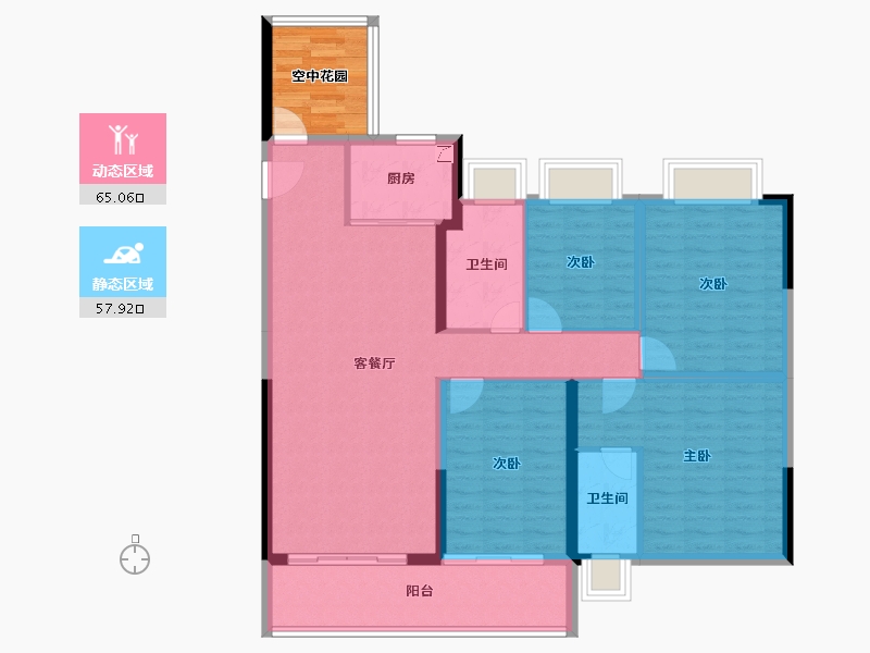 广东省-清远市-卧龙五洲世纪城-116.96-户型库-动静分区