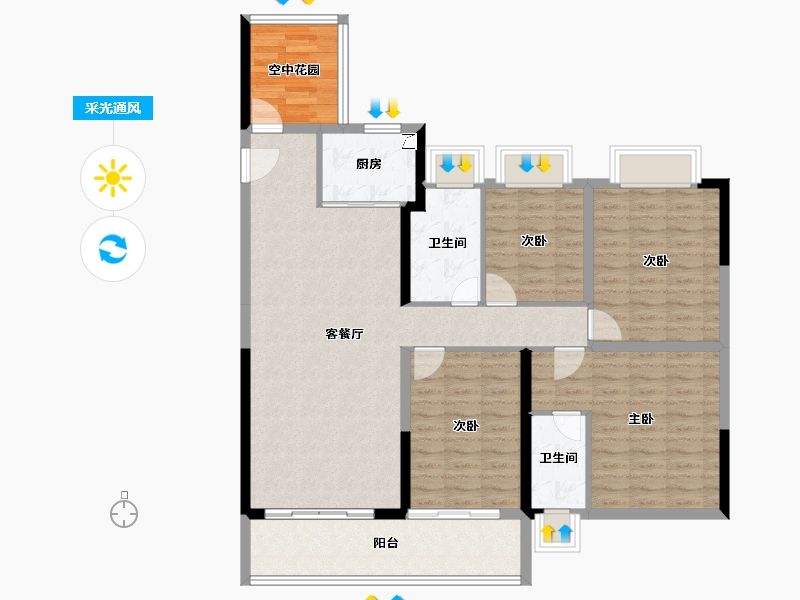 广东省-清远市-卧龙五洲世纪城-116.96-户型库-采光通风