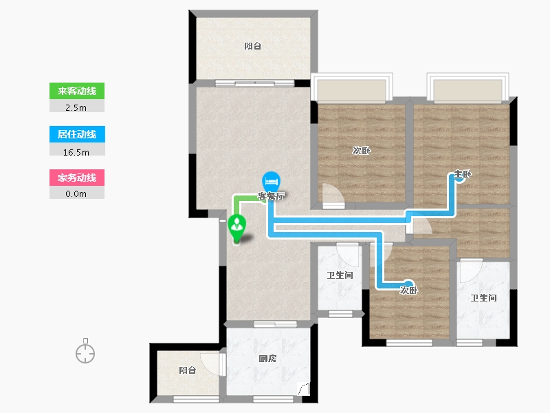 重庆-重庆市-星悦礼玉金湾-96.82-户型库-动静线