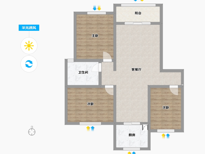 江苏省-徐州市-东方·帝景城-92.00-户型库-采光通风