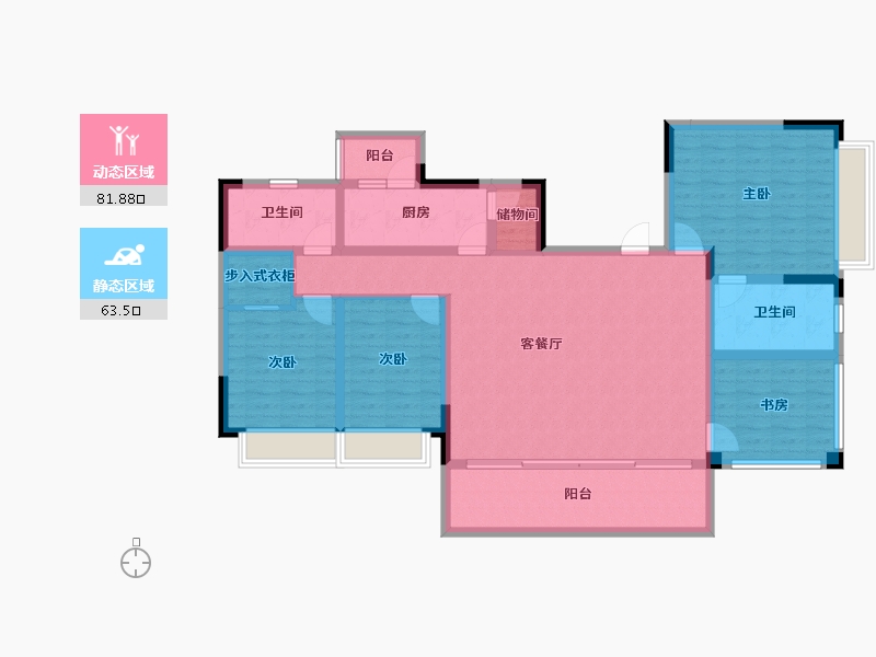 重庆-重庆市-合能渝玥府-130.43-户型库-动静分区