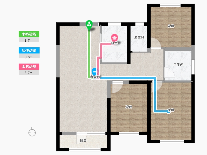 宁夏回族自治区-银川市-荣恒星宅-83.73-户型库-动静线