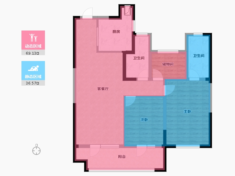 宁夏回族自治区-银川市-银川融创城-93.60-户型库-动静分区