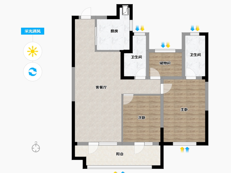 宁夏回族自治区-银川市-银川融创城-93.60-户型库-采光通风