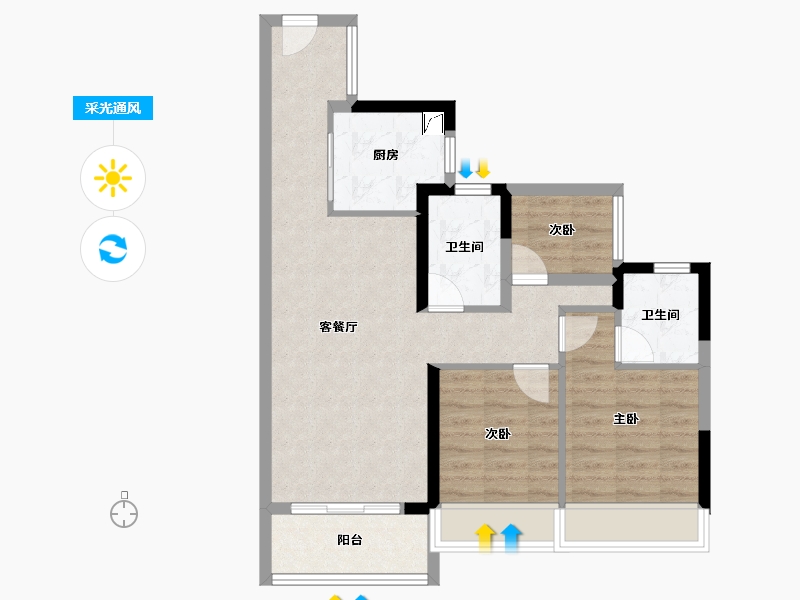 广东省-清远市-清远佳兆业城市广场-72.00-户型库-采光通风