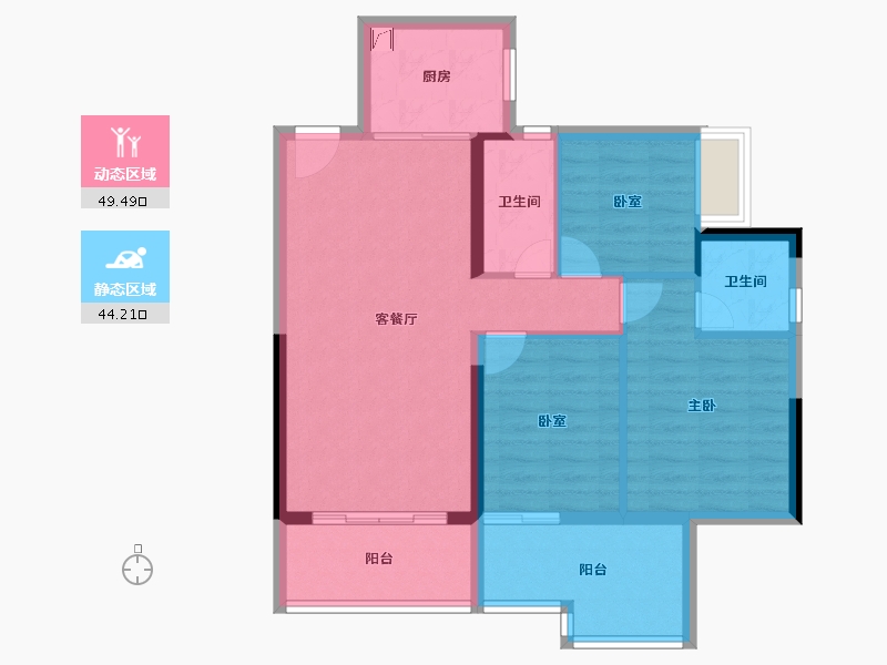 广东省-清远市-卧龙五洲世纪城-84.00-户型库-动静分区