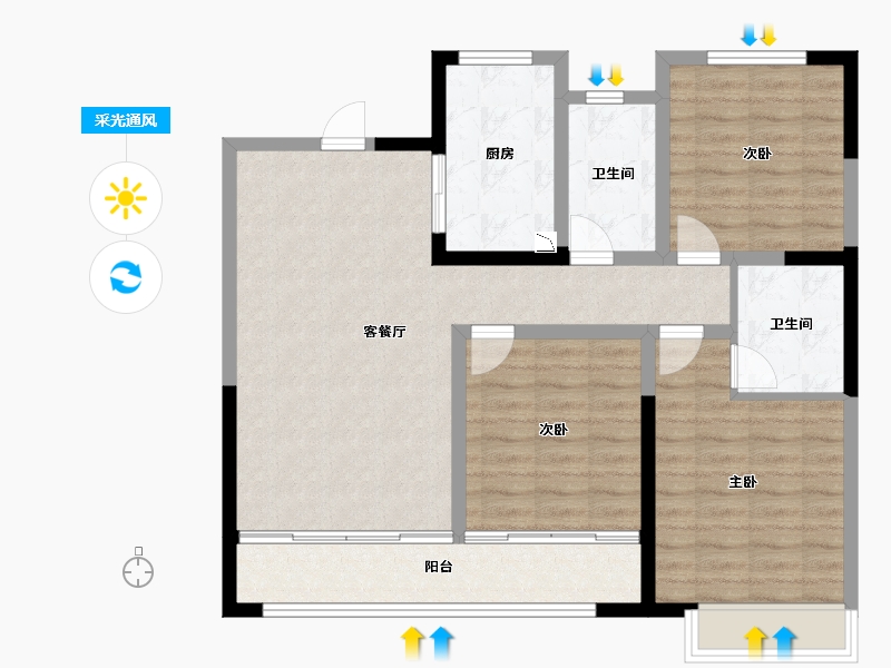 宁夏回族自治区-银川市-三沙源景舍8区-95.38-户型库-采光通风