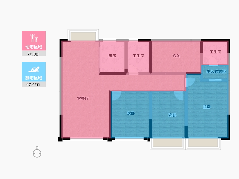 江西省-宜春市-天屿花城云境春墅-105.14-户型库-动静分区