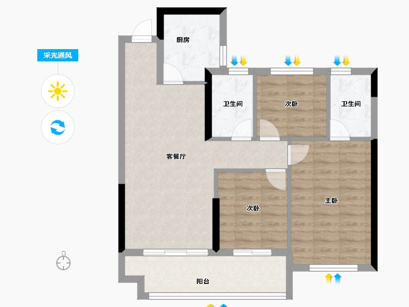 福建省-三明市-盛顺嘉和园-71.39-户型库-采光通风