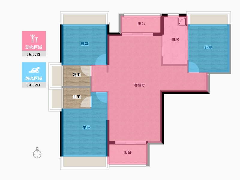 甘肃省-庆阳市-御江天府-88.62-户型库-动静分区