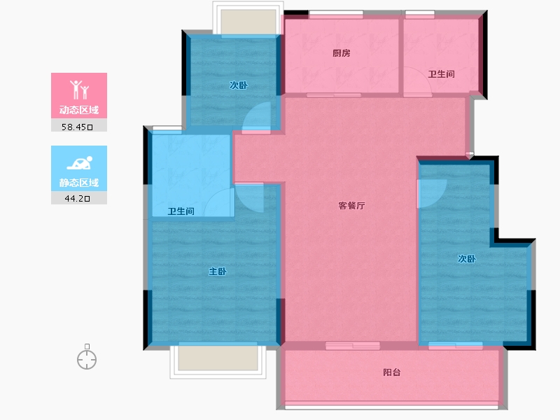 安徽省-蚌埠市-珍宝岛雍景院-92.80-户型库-动静分区