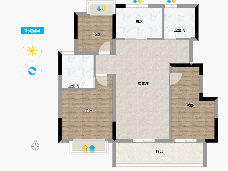 安徽省-蚌埠市-珍宝岛雍景院-92.80-户型库-采光通风