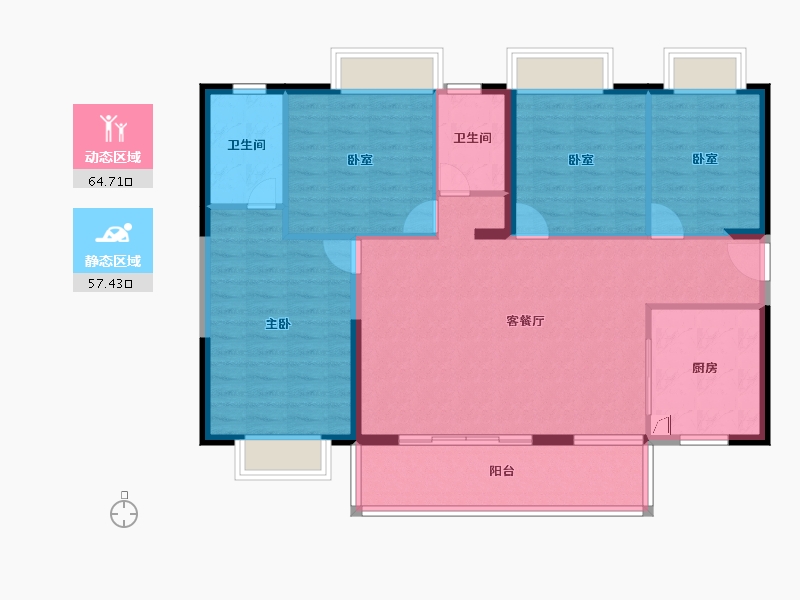 广东省-清远市-颐珑湾-111.00-户型库-动静分区