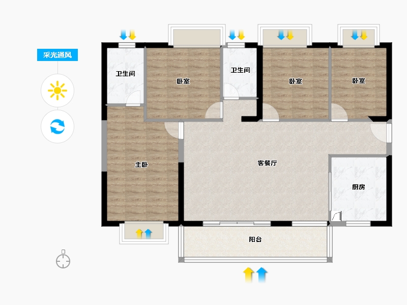 广东省-清远市-颐珑湾-111.00-户型库-采光通风