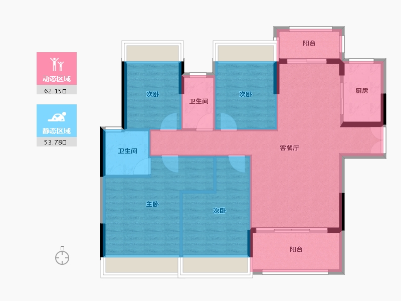 广东省-清远市-远天世纪城-105.18-户型库-动静分区