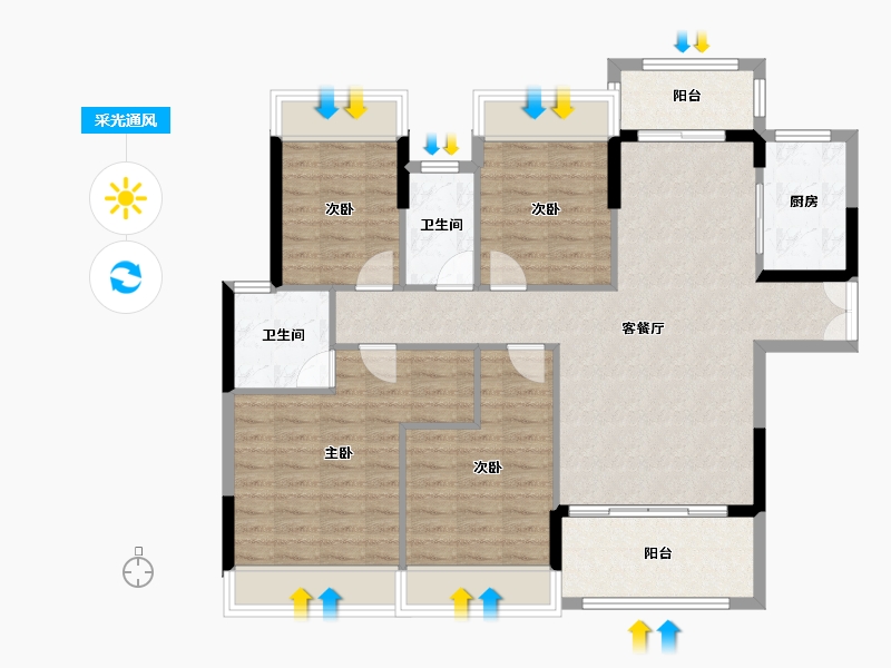 广东省-清远市-远天世纪城-105.18-户型库-采光通风