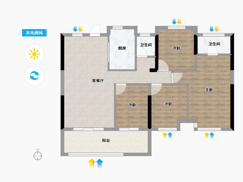 福建省-三明市-盛顺嘉和园-95.00-户型库-采光通风