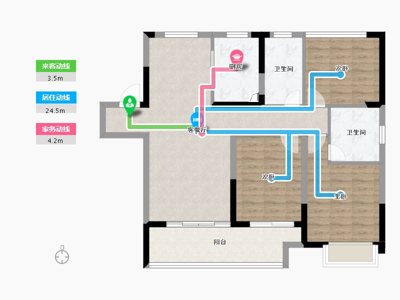 安徽省-滁州市-国建理想湾-90.81-户型库-动静线