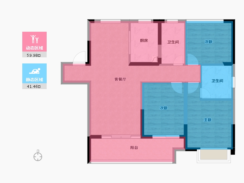 安徽省-滁州市-国建理想湾-90.81-户型库-动静分区