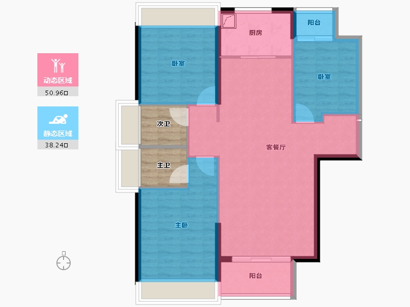 甘肃省-庆阳市-御江天府-87.46-户型库-动静分区