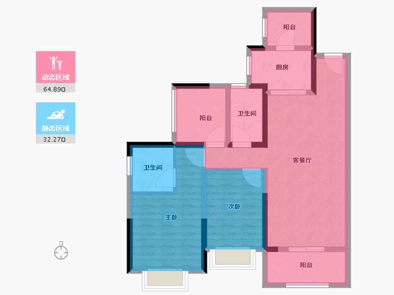 广东省-江门市-方圆旭辉天赋-85.88-户型库-动静分区