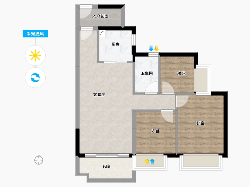 广东省-江门市-时代春树里(鹤山)2期-64.89-户型库-采光通风