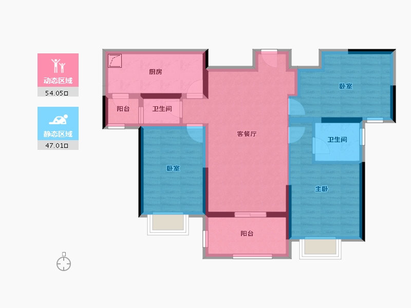 江西省-九江市-富力·浔阳公馆-89.09-户型库-动静分区