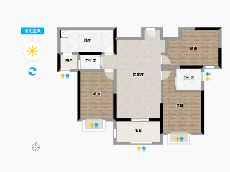 江西省-九江市-富力·浔阳公馆-89.09-户型库-采光通风