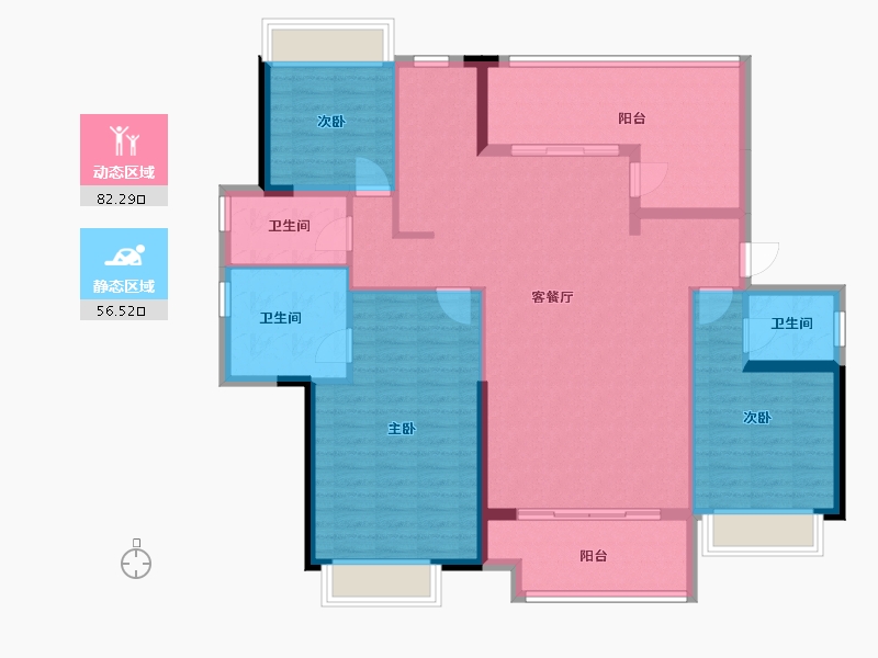 广东省-江门市-江悦城公园里-126.42-户型库-动静分区