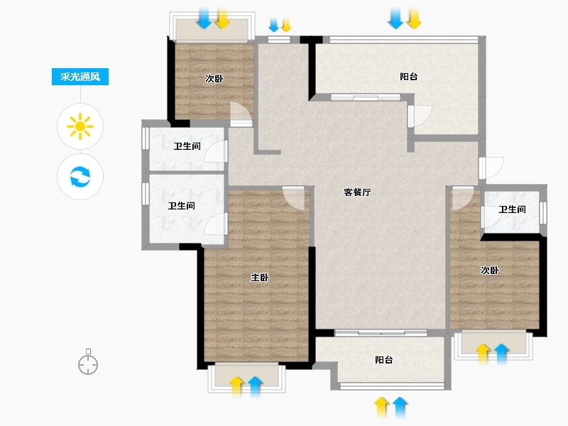 广东省-江门市-江悦城公园里-126.42-户型库-采光通风