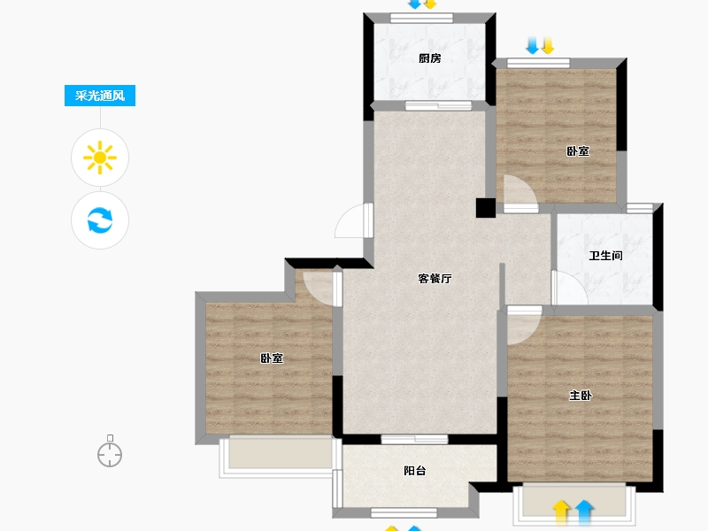 安徽省-蚌埠市-石榴江淮院子-83.20-户型库-采光通风