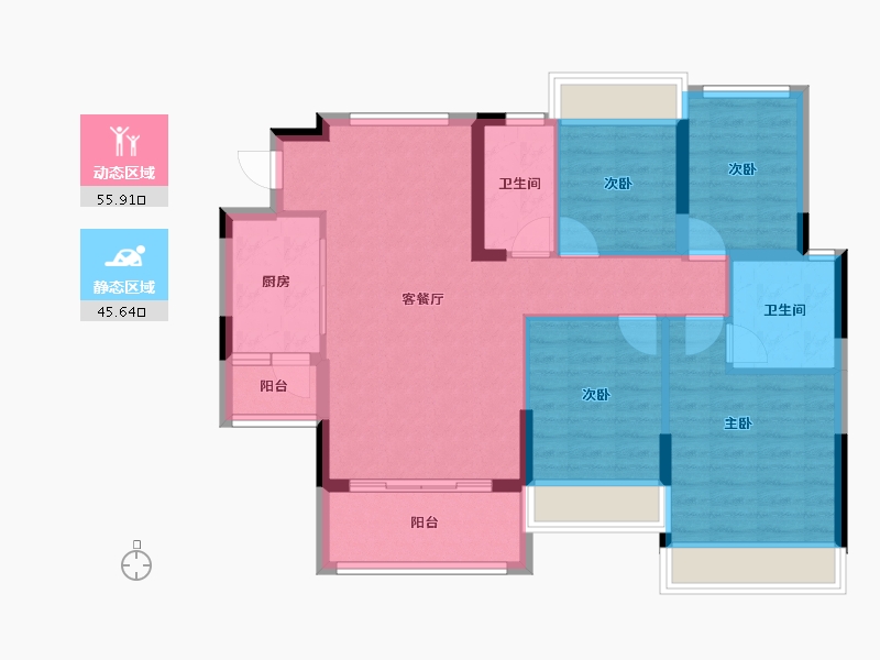 广东省-清远市-锦泰·城际壹号-90.97-户型库-动静分区