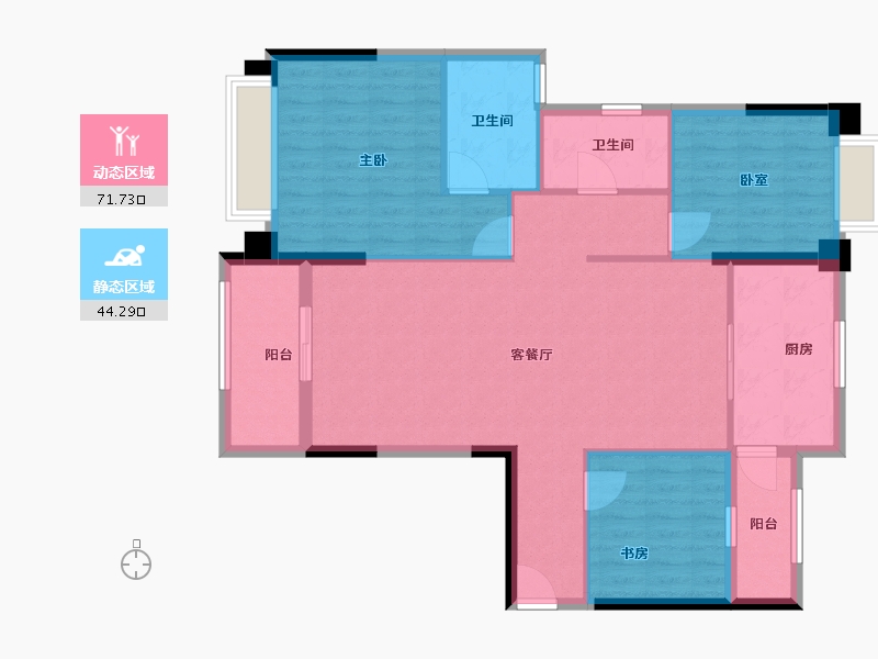 广西壮族自治区-梧州市-梧州三褀城-105.00-户型库-动静分区