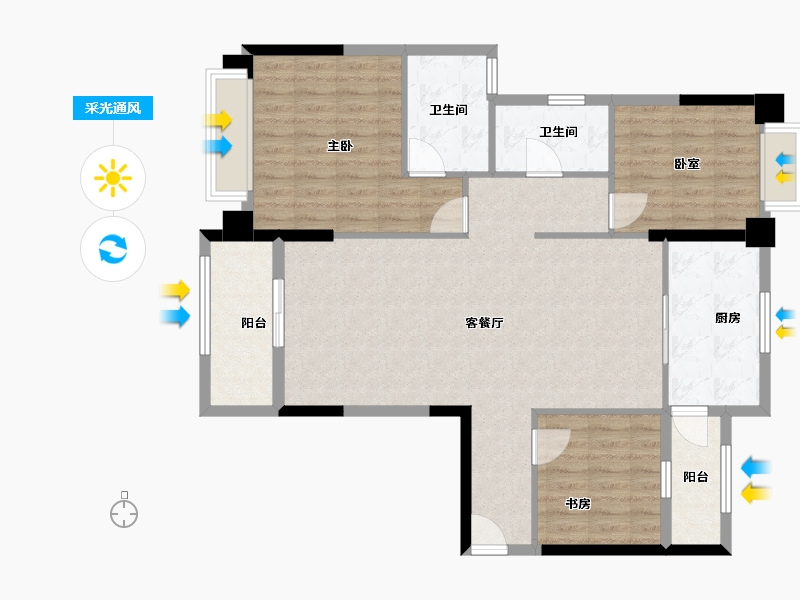 广西壮族自治区-梧州市-梧州三褀城-105.00-户型库-采光通风