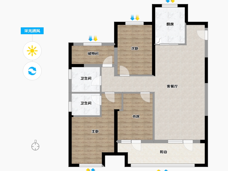 宁夏回族自治区-银川市-银川融创城-108.80-户型库-采光通风