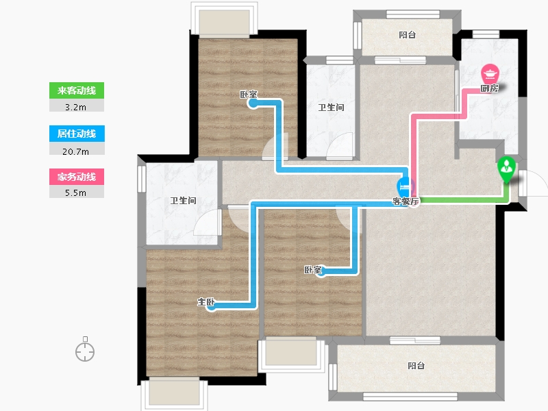 江西省-九江市-富力·浔阳公馆-96.00-户型库-动静线