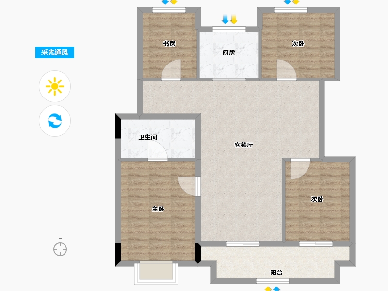 浙江省-湖州市-大家满园-100.12-户型库-采光通风